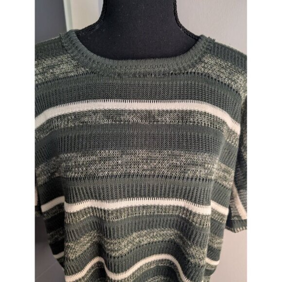 NWT Francesca's Blue Rain Green and White Parris Stripe Dolman Top - XL - Picture 2 of 11